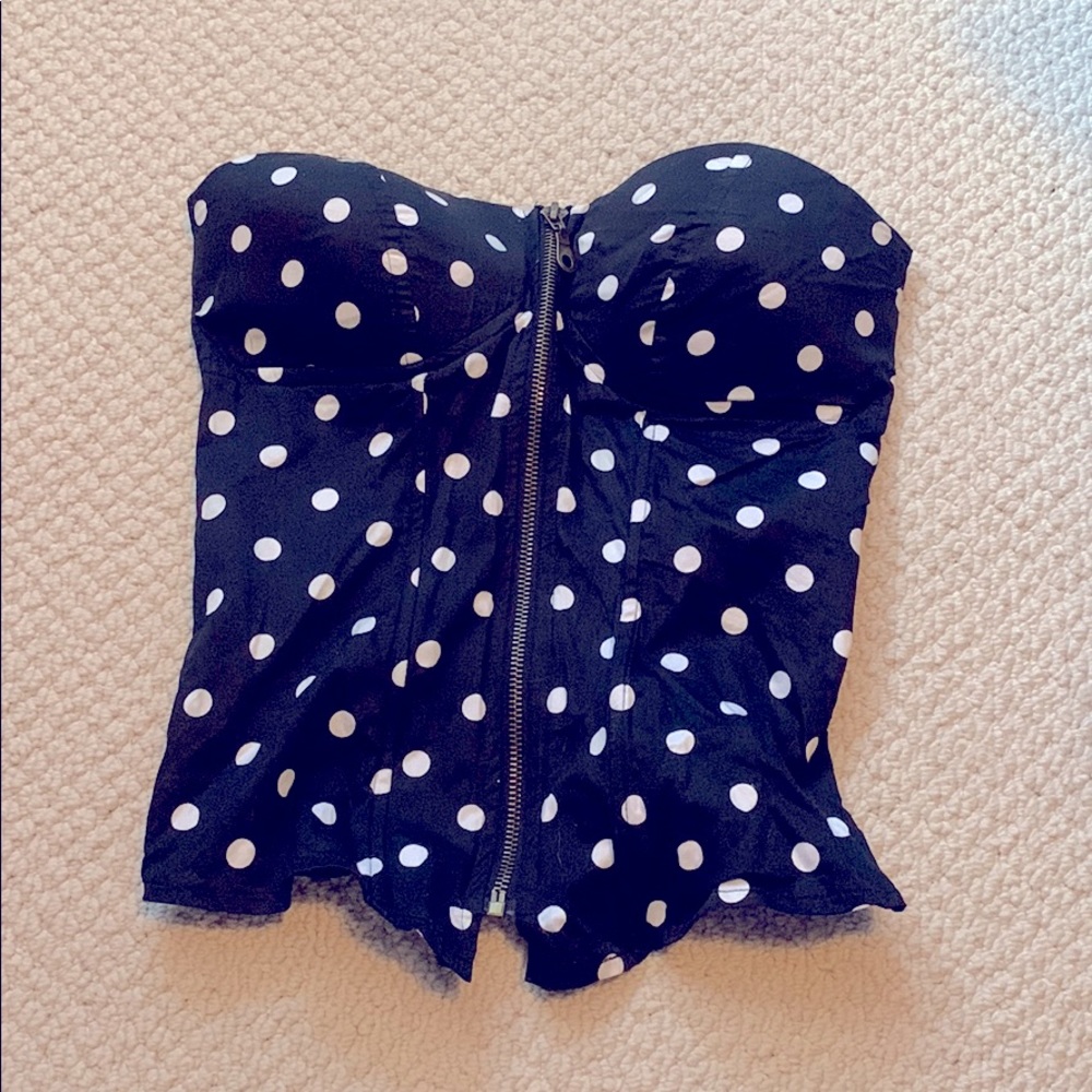 Rue21 Black & White Polka Dot Tube Top SZ M